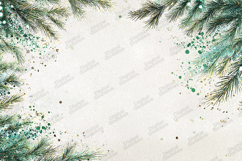 Sparkling Green Pine - Glitter &amp; Confetti Winter Background Product Image 1