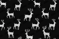 White Stippled Reindeer Pattern - Modern Black Holiday Art Product Image 1