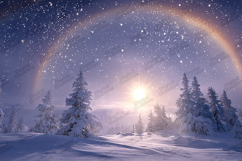 Winter Sun Halo - Magical Snowy Mountain Landscape Product Image 1