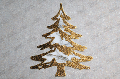 Gold Glitter Christmas Tree - Marble Silhouette Holiday Art Product Image 1