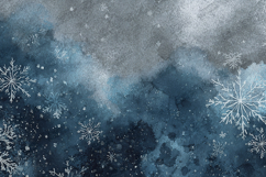 Watercolor Blue Snowflake Background - Winter Frost Texture Product Image 1