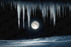 Full Moon Winter Landscape - Arctic Icicle Night Background Product Image 1