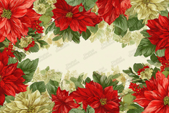 Vintage Christmas Poinsettia Frame - Retro Floral Border Product Image 1