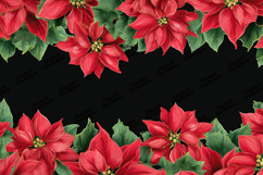Red Poinsettia Winter Frame - Christmas Floral Border Design Product Image 1