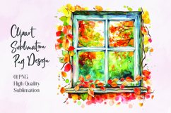 Autumn Window Watercolor Sublimation PNG Product Image 1