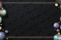 Iridescent Bauble Frame - Black Glitter Holiday Background Product Image 1