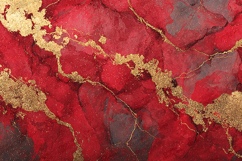 Red Alcohol Ink Gold Veins - Luxury Festive Abstract Design Product Image 1