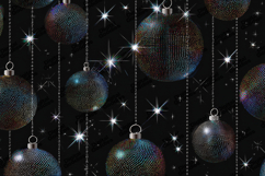 Iridescent Bauble Frame - Black Glitter Holiday Background Product Image 1
