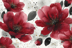 Crimson Peony Art - Watercolor Red &amp; Gold Floral Background Product Image 1
