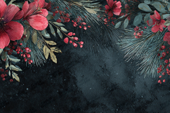 Watercolor White Poinsettia Christmas Frame Invitation Card Product Image 1