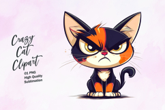Crazy cat watercolor clipart PNG Product Image 1