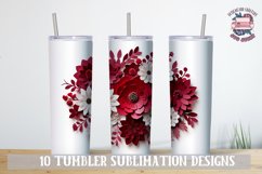 3D Flower Sublimation bundle Tumbler Wrap 20 oz Burgundy Product Image 8