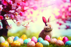Bunny with egg background, easter bunny digital paper Product Image 1
