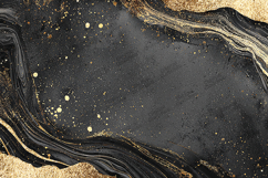 Gold Leaf Splash Agate - Luxury Midnight Black Holiday Art Product Image 1