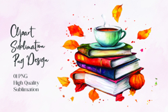 Pumpkin Books Coffee Autumn Sublimation PNG Product Image 1