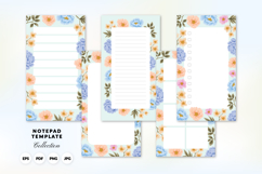 Soft Blue Printable Floral Notepad Template Collection Product Image 1