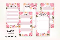 Printable Pink Floral Notepad Planner Template Set Product Image 1