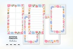 Printable Blue Floral Planner Notepad Template Collection Product Image 1