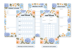 Blue Spring Printable Floral Notepad Template Set Product Image 3