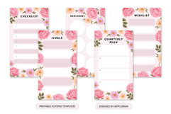 Printable Pink Floral Notepad Planner Template Set Product Image 3