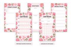 Printable Floral Habit Tracker Notepad and Planner Templates Product Image 3