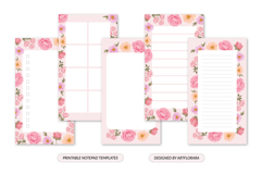 Printable Pink Spring Floral Notepad Template Collection Product Image 3