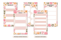 Printable Summer Floral Notepad Planner Template Set Product Image 3