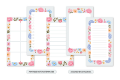 Printable Blue Floral Planner Notepad Template Collection Product Image 3
