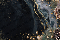 Gold Pine Agate Art - Luxury Midnight Black Holiday Backdrop Product Image 1
