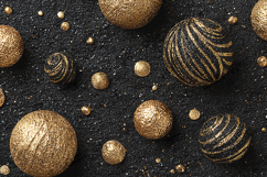 Gold &amp; Black Glitter Ornaments - Luxury Holiday Texture Art Product Image 1