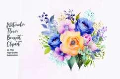 Watercolor Floral bouquet clipart sublimation Product Image 1