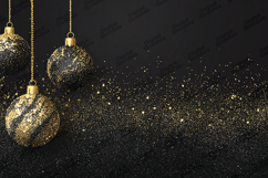 Black Gold Glitter Baubles - Luxury Holiday Ornament Art Product Image 1