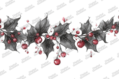 Watercolor Holly &amp; Berries - Hand-Painted Holiday Garland Product Image 1