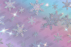 Iridescent Snowflake Background - Pastel Rainbow Glitter Art Product Image 1