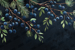 Watercolor Juniper Berries - Hand-Painted Pine Botanical Art Product Image 1