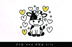 Cute highland cow with hearts SVG design Product Image 1