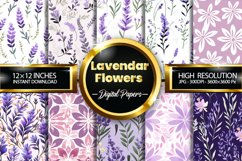 Lavendar Seamless Flowers Digital Papers, Flowers Pattern Product Image 1