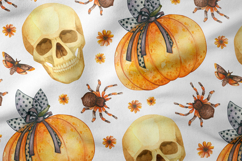 Watercolor Halloween Clipart, Patterns, Invitation Cards Product Image 7