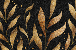 Gold Glitter Foliage - Luxury Black Winter Botanical Art Product Image 1