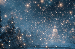 Glowing Christmas Tree - Starry Night Winter Forest Backdrop Product Image 1
