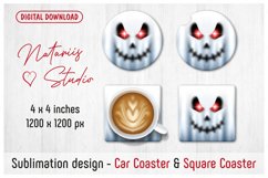 Funny Halloween Design. Coaster Sublimation Template Product Image 1