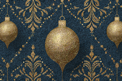 Gold Glitter Damask Pattern - Luxury Teal Holiday Background Product Image 1