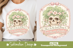 Too Many Plants Skull Floral Pastel Sublimation Design Product Image 1