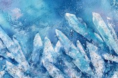Watercolor Ice Crystals - Blue Winter Frost Abstract Art Product Image 1