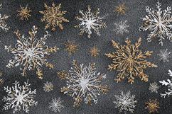 Gold Silver Glitter Snowflakes - Luxury Charcoal Winter Art Product Image 1