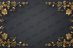Black Gold Floral Frame Background for Luxury Craft Projects Product Image 1
