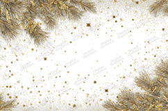 Gold Pine Christmas Background - Elegant Glitter Snow Frame Product Image 1