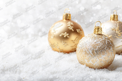 Gold Glitter Baubles - Luxury Christmas Ornaments in Snow Product Image 1