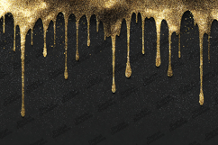 Gold Glitter Drip - Luxury Charcoal Sparkling Holiday Art Product Image 1