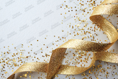 Gold Glitter Ribbon Background - Festive White Sparkle Art Product Image 1